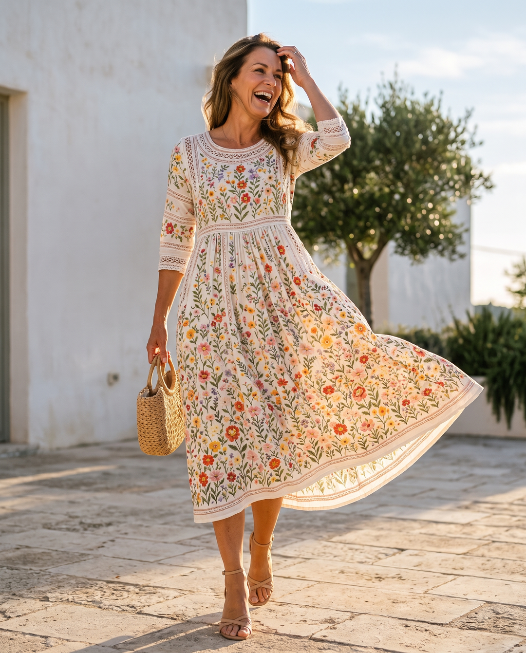 Flor | Midi šaty s kouzlem divokých květin
