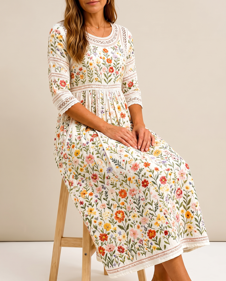 Flor | Midi šaty s kouzlem divokých květin